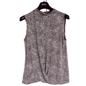 Banana Republic Black & White Print Blouse Top Sleeveless Size Large